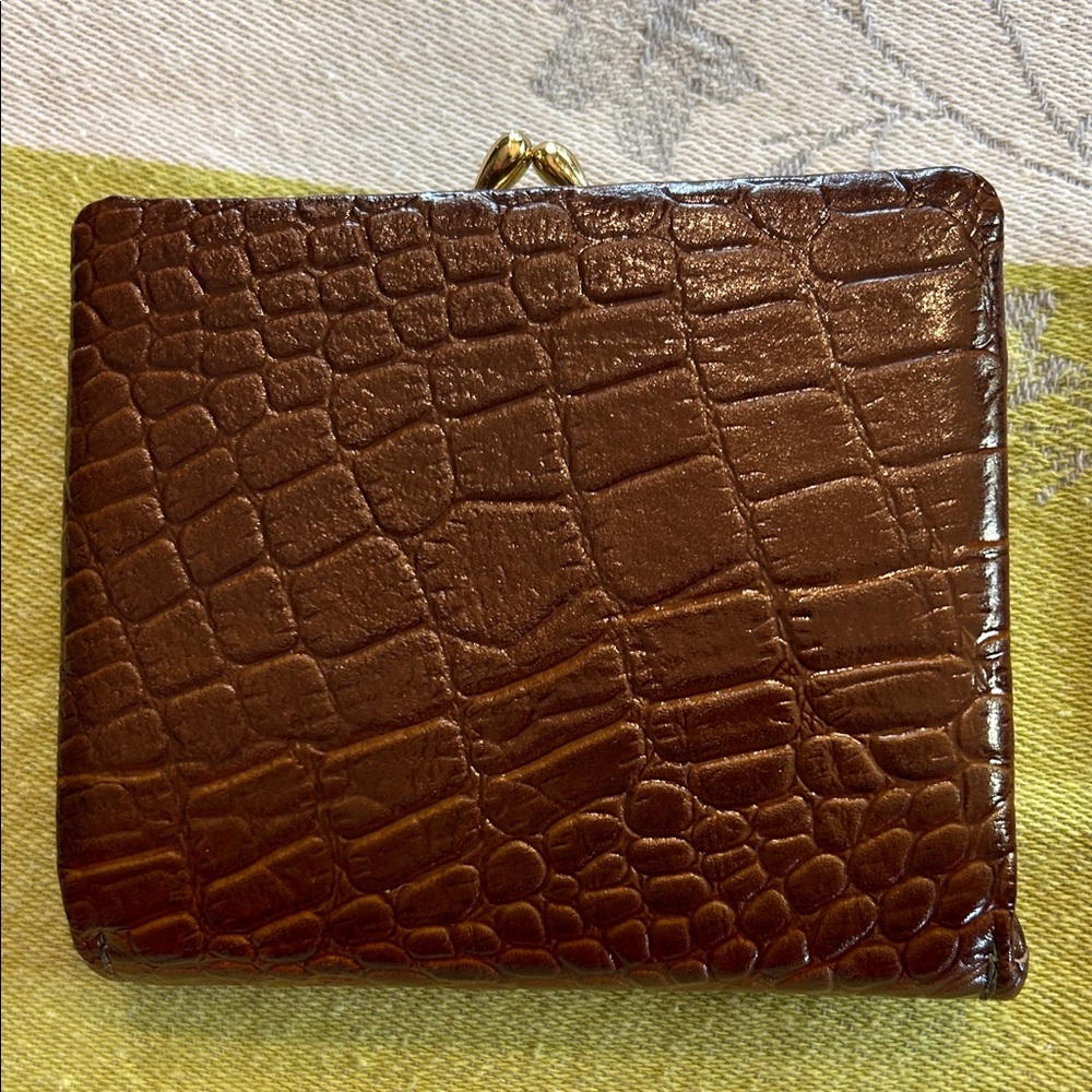 Elegant Brown Crocodile-Embossed Women's Wallet Vintage - Picture 2 of 6